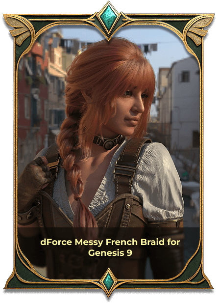 dForce Messy French Braid for Genesis 9